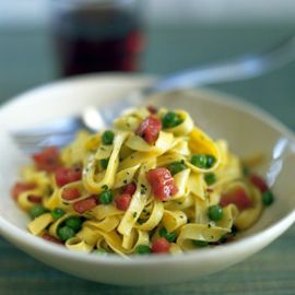 Tagliatelle with peas, pancetta and pesto-pasta recipes-new recipes-recipe ideas-woman and home