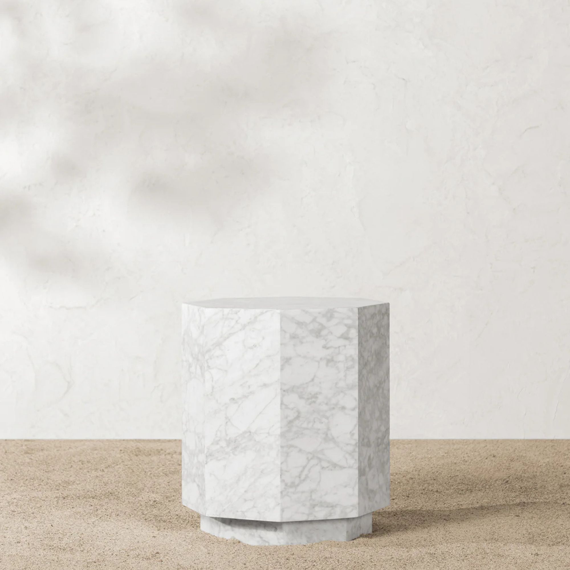 Outdoor hexagonal marble side table