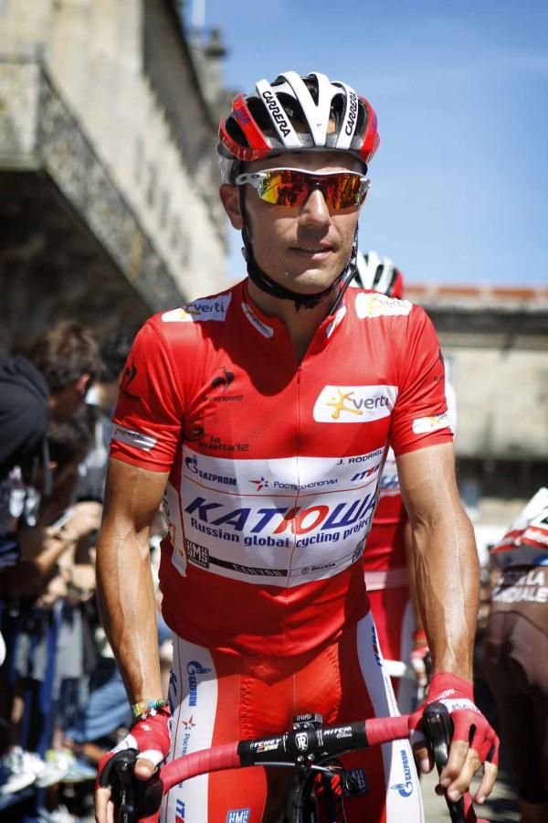 Red jersey Joaquim Rodriguez (Katusha) in Santiago de Compostela.