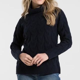 French Connection Cable Knit Roll Neck Long Sleeve Jumper