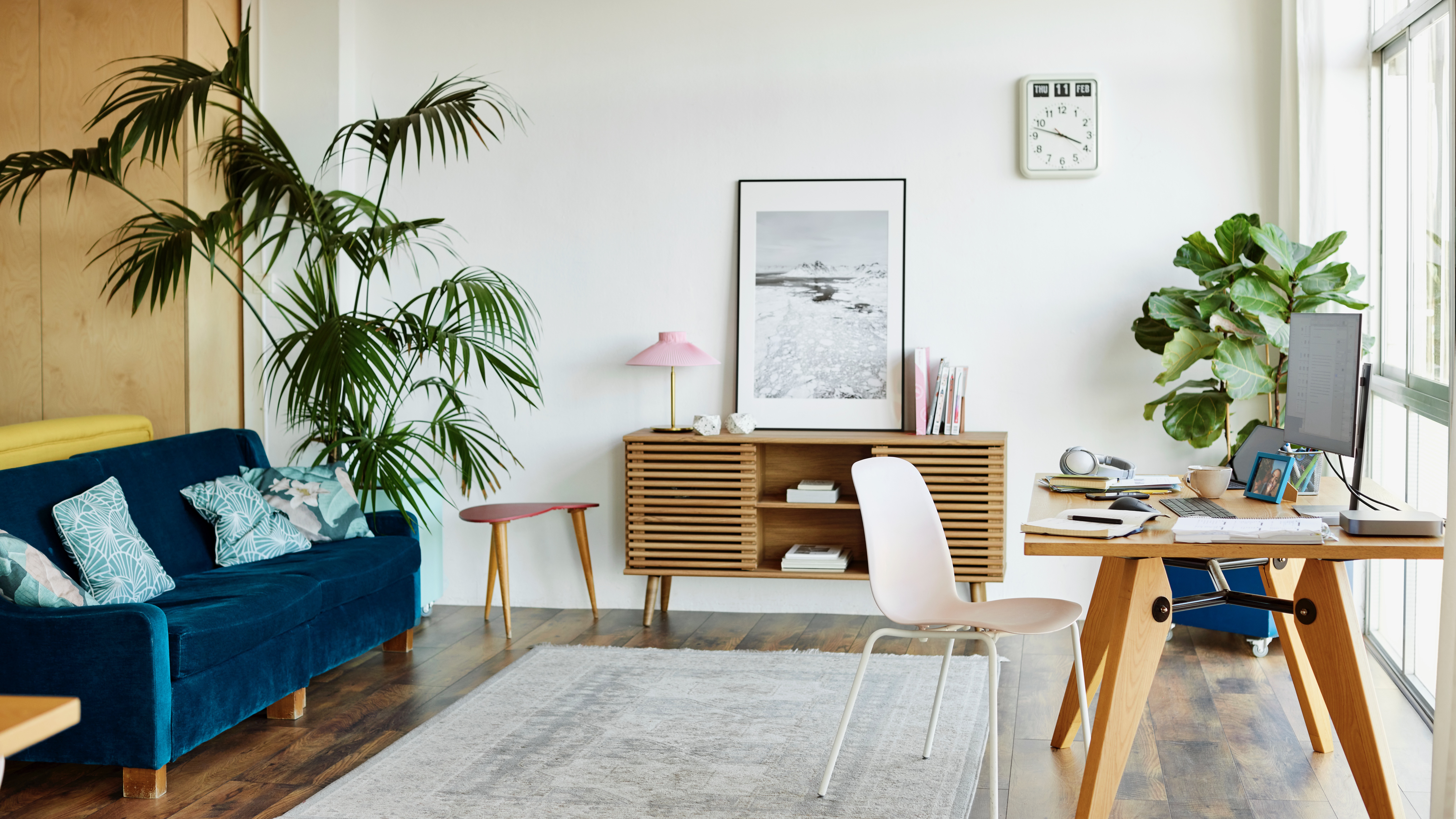 The interior of a modern, contemporary living room