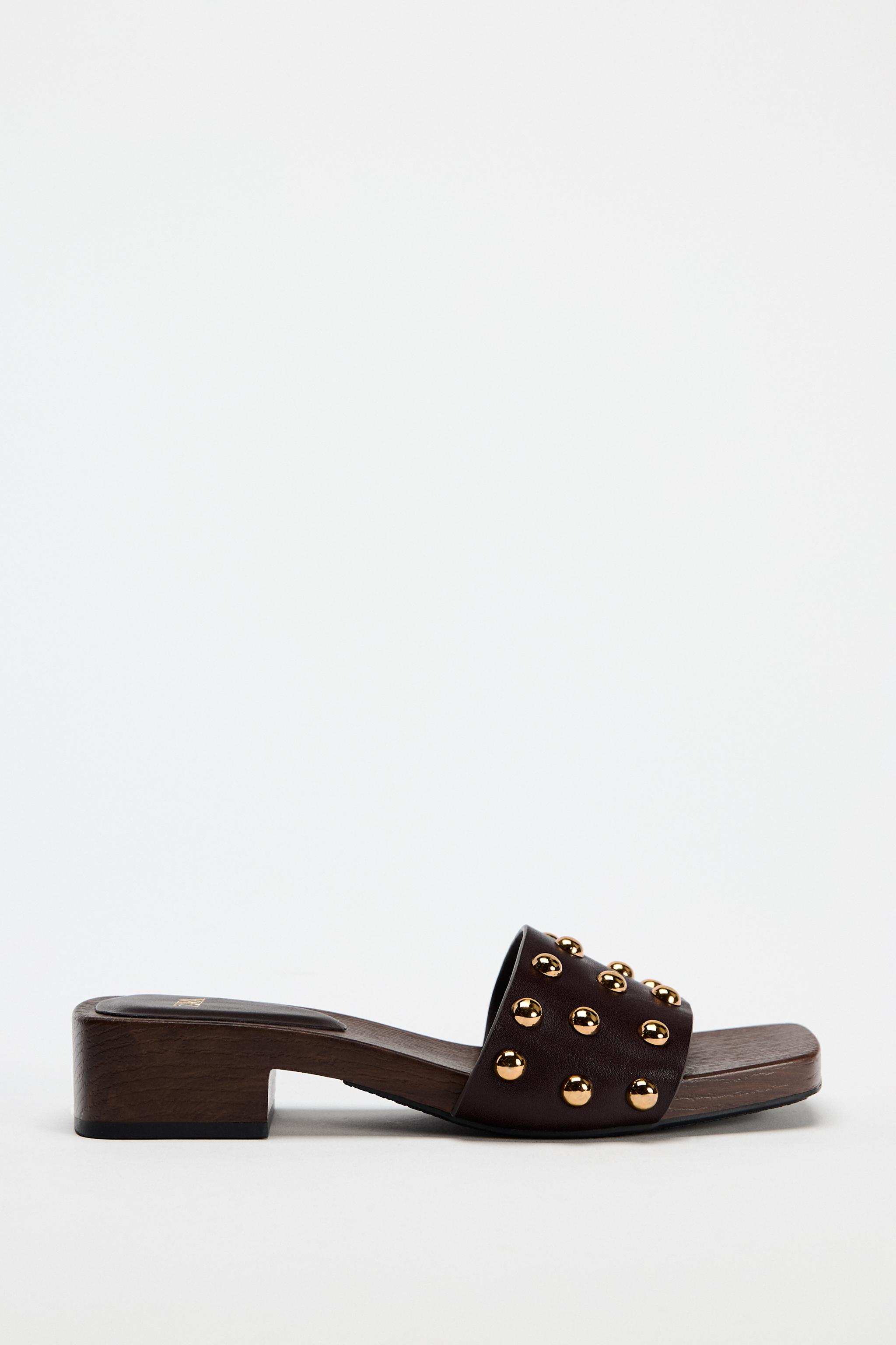 Studded Leather High-Heel Sandals