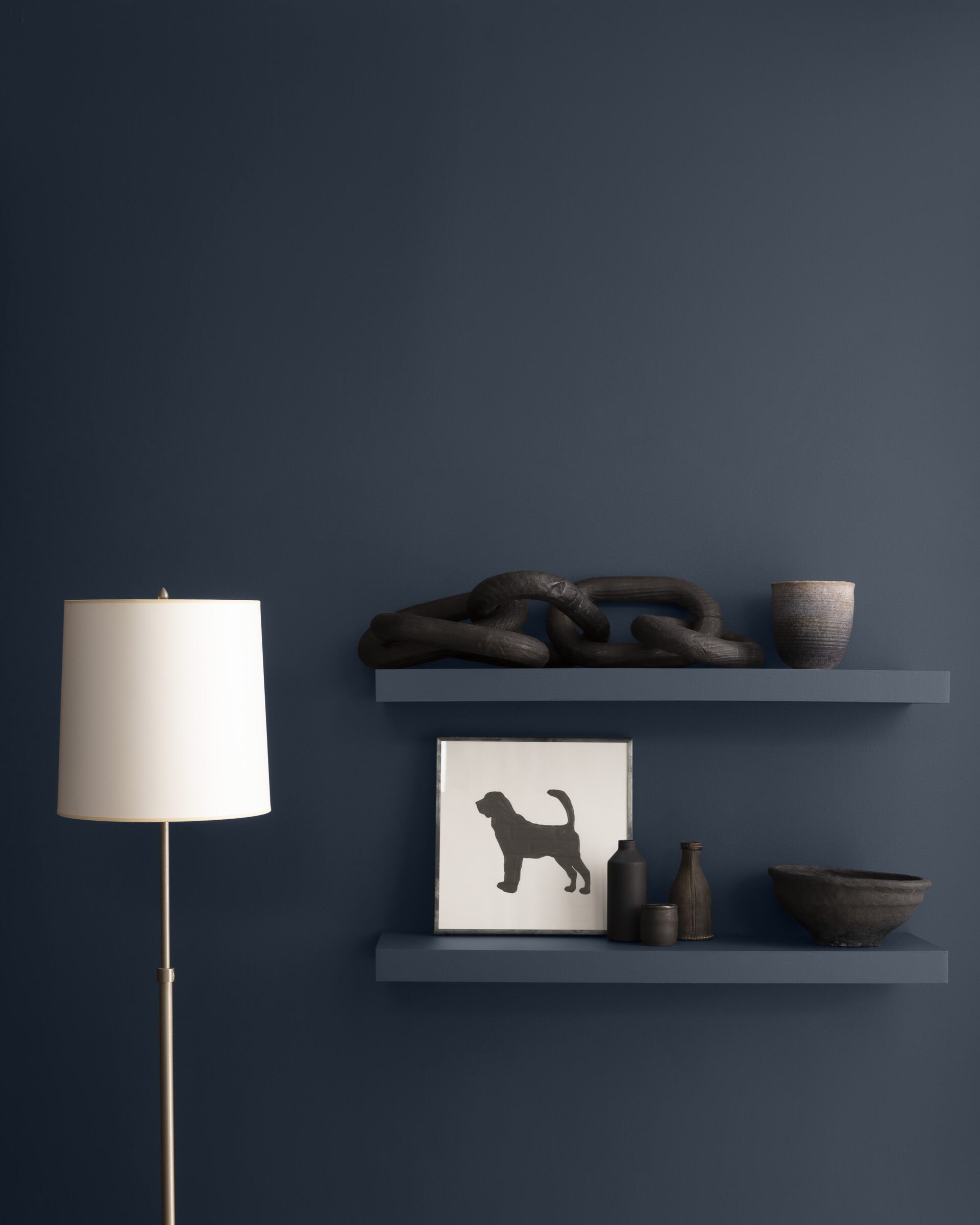 Navy blue paint in matte finish.