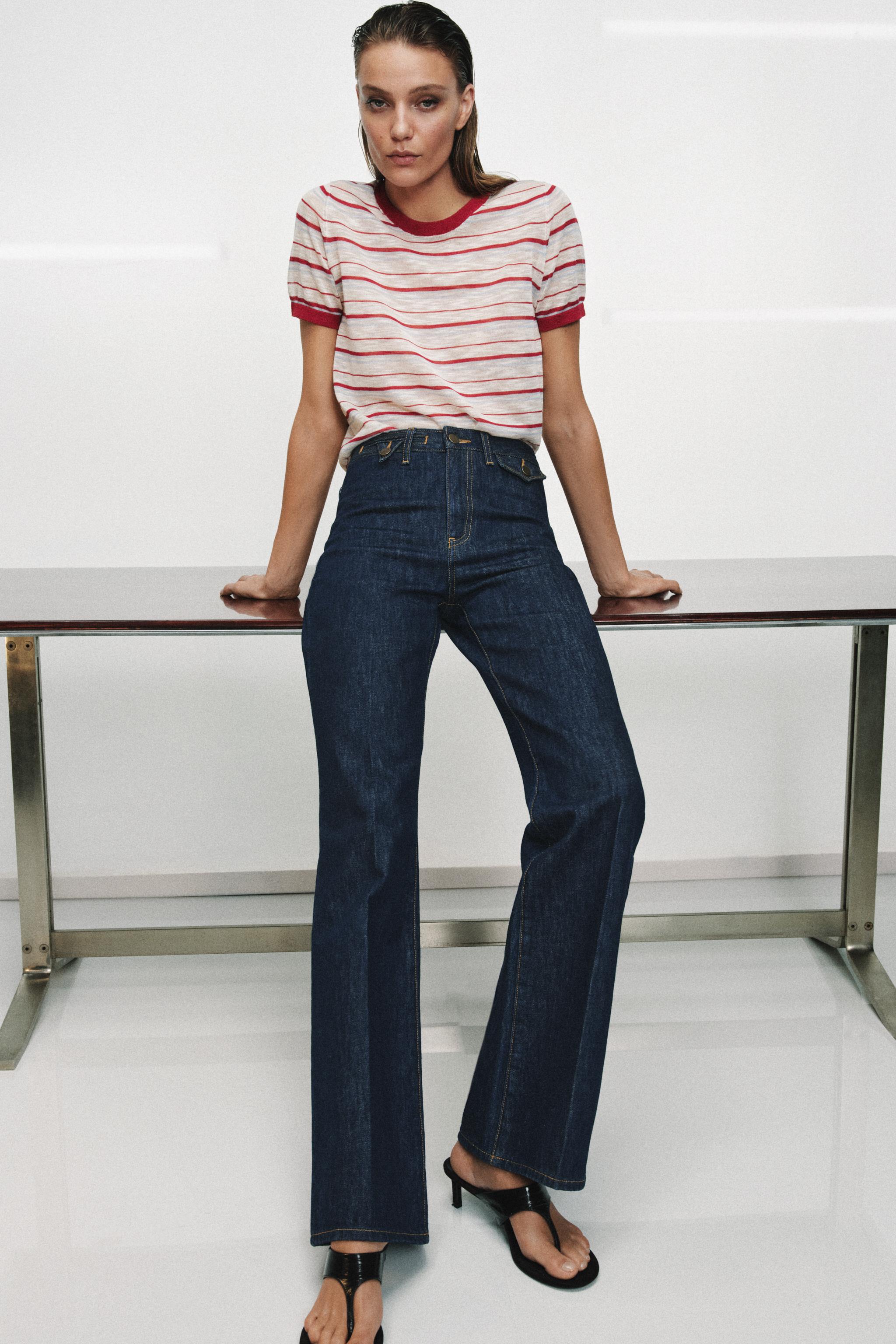 Striped Knit Short Sleeve Top