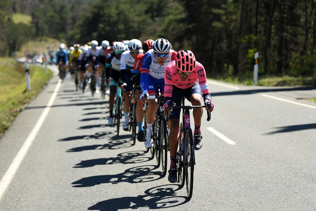 ERMUALDE LAUDIO SPAIN APRIL 07 Diego Andres Camargo Pineda of Colombia and Team EF Education Nippo during the 60th ItzuliaVuelta Ciclista Pais Vasco 2021 Stage 3 a 1677km stage from Amurrio to Ermualde Laudio 481m itzulia ehitzulia on April 07 2021 in Ermualde Laudio Spain Photo by David RamosGetty Images