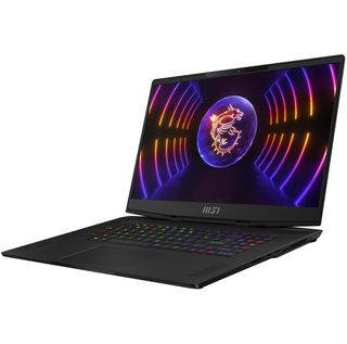 MSI Stealth laptop at a 3/4 angle.