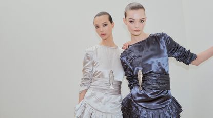 Models backstage at Tory Burch A/W 2026 runway show at New York Fashion Week A/W 2026