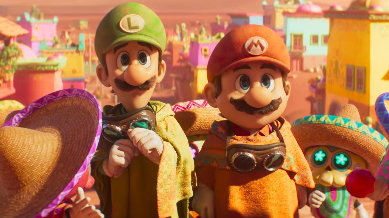 Mario and Luigi look ahead in The Super Mario Galaxy Movie.