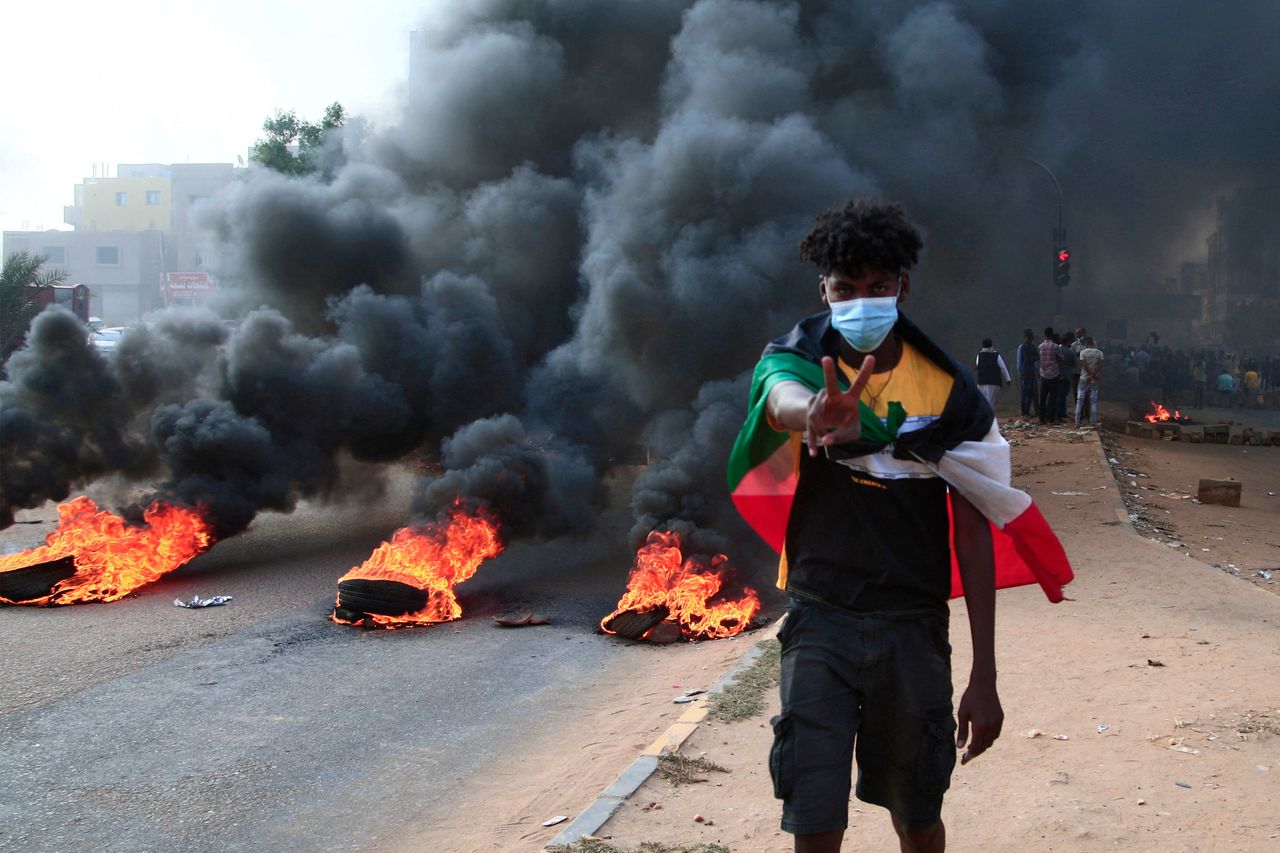 A Sudanese protester