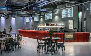 red bar with seating