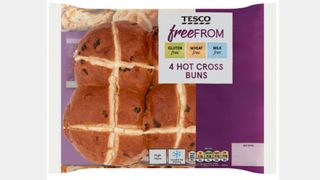 A pack of Free From Hot Cross Buns from Tesco