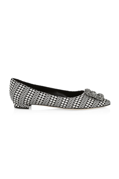 Manolo Blahnik Embellished Print Flats