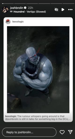 Josh Brolin's Instagram Story of fan art of him as Darkseid