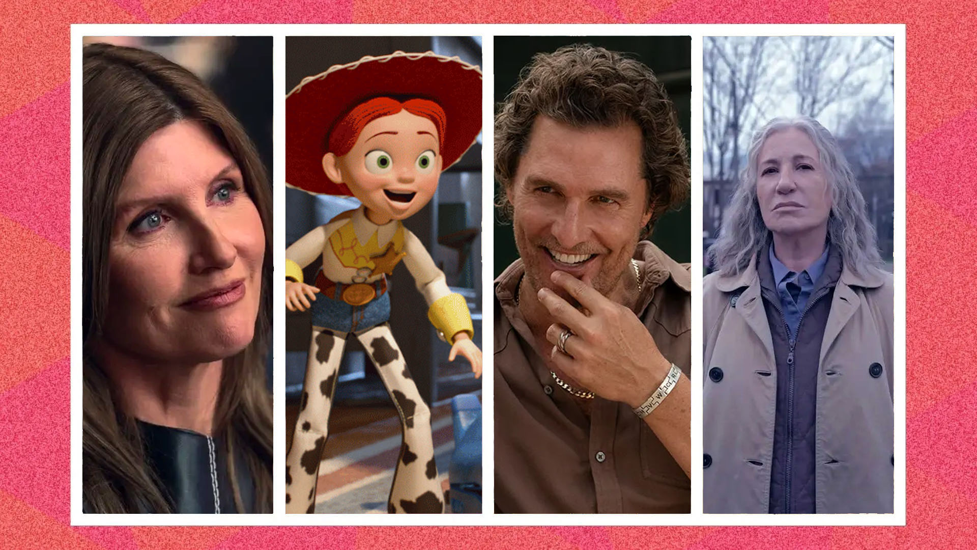 Four screengrabs from films and shows. 