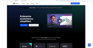 A screenshot of the BigCommerce homepage