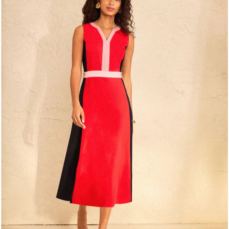 Love &amp;amp; Roses, Colourblock Sleeveless Fit And Flare Dress