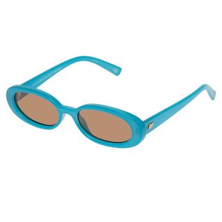 le specs oval sunglasses in turquoise blue