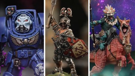 Space Marine Terminators, Cities of Sigmar, and Seraphon miniatures