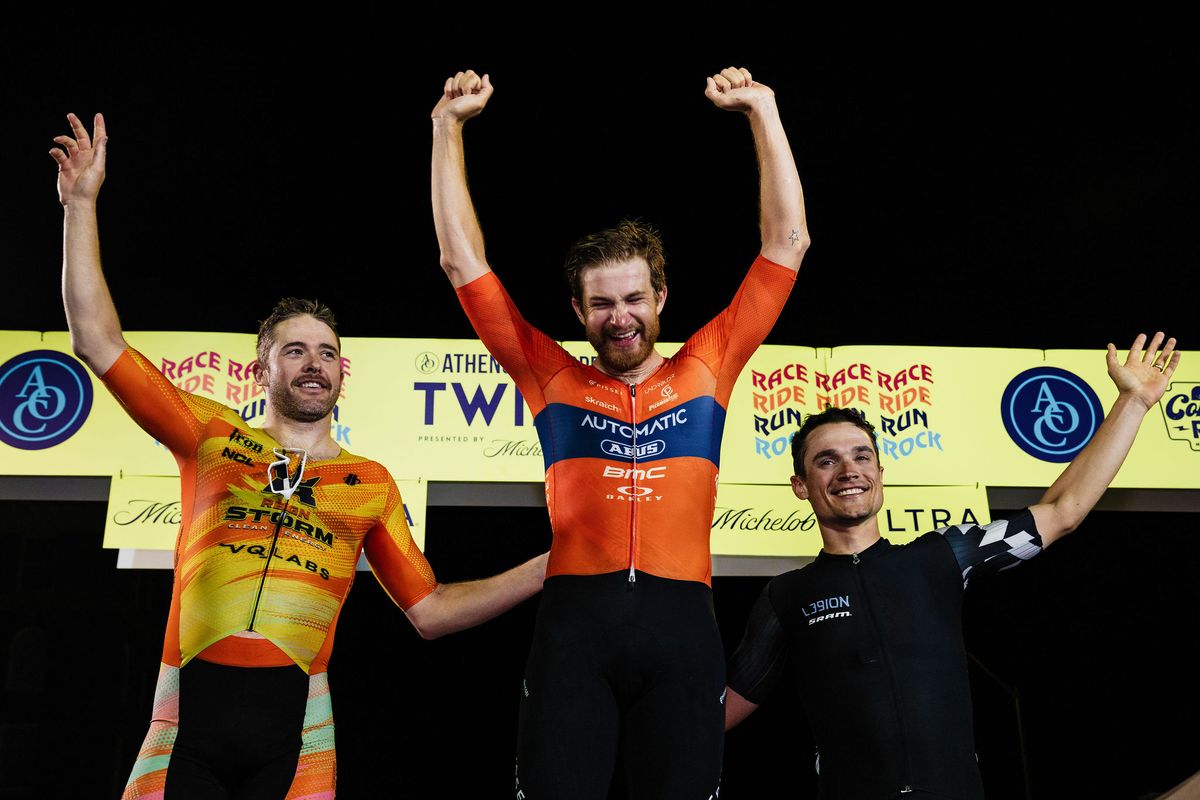 Men's podium at 2024 Athens Twilight Criterium