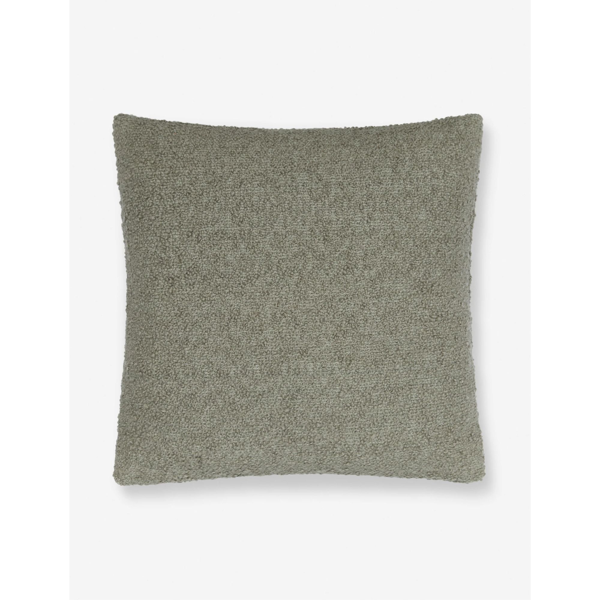 square boucle pillow gray green
