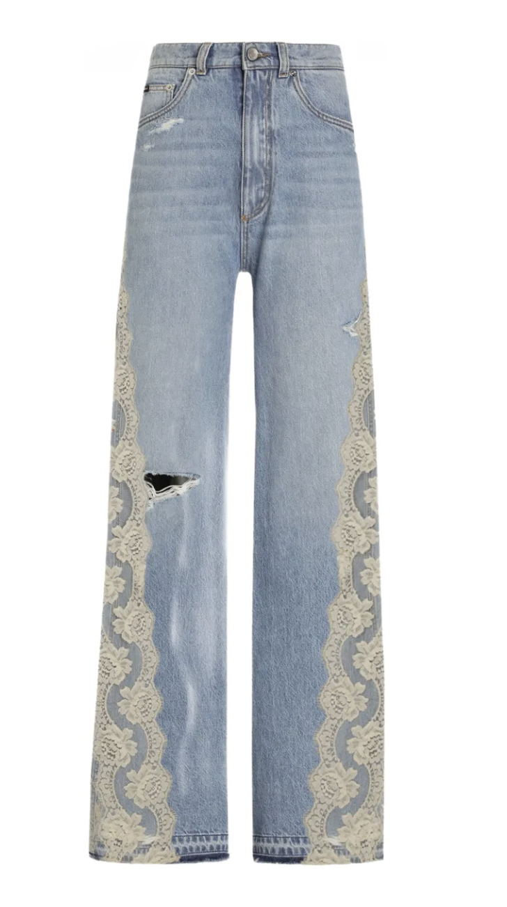 Dolce &amp;amp; Gabbana, lace-panelled jeans
