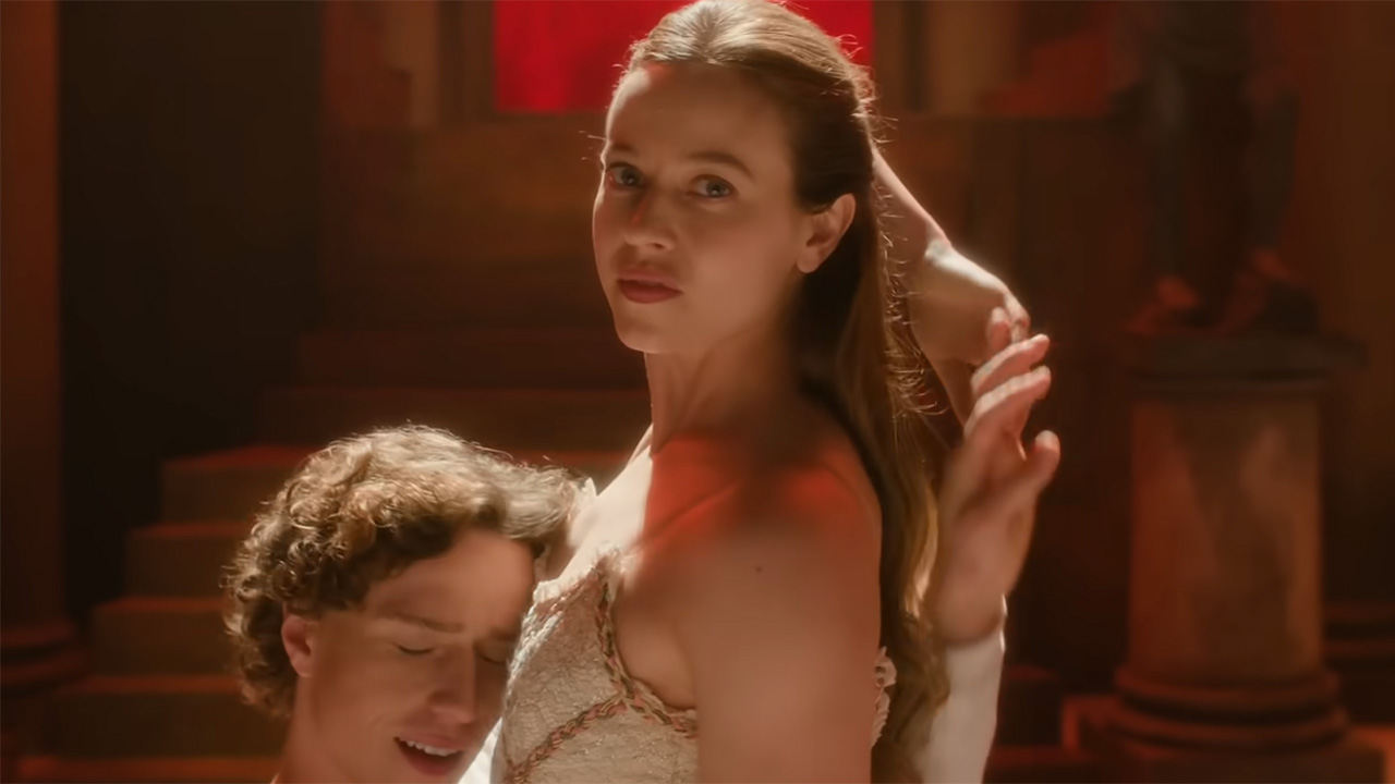 A scene onstage in full ballet costume from Season 1 of Amazon's Etoile.