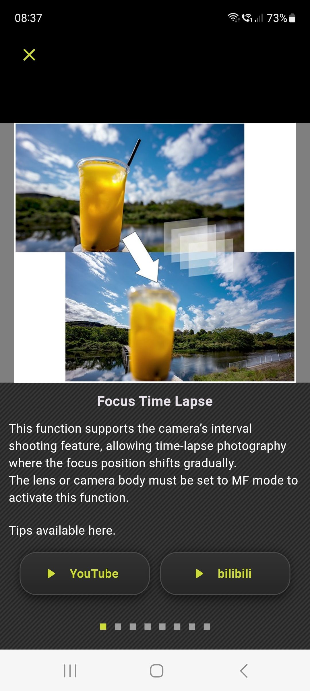 Tamron-Link smartphone app screengrab