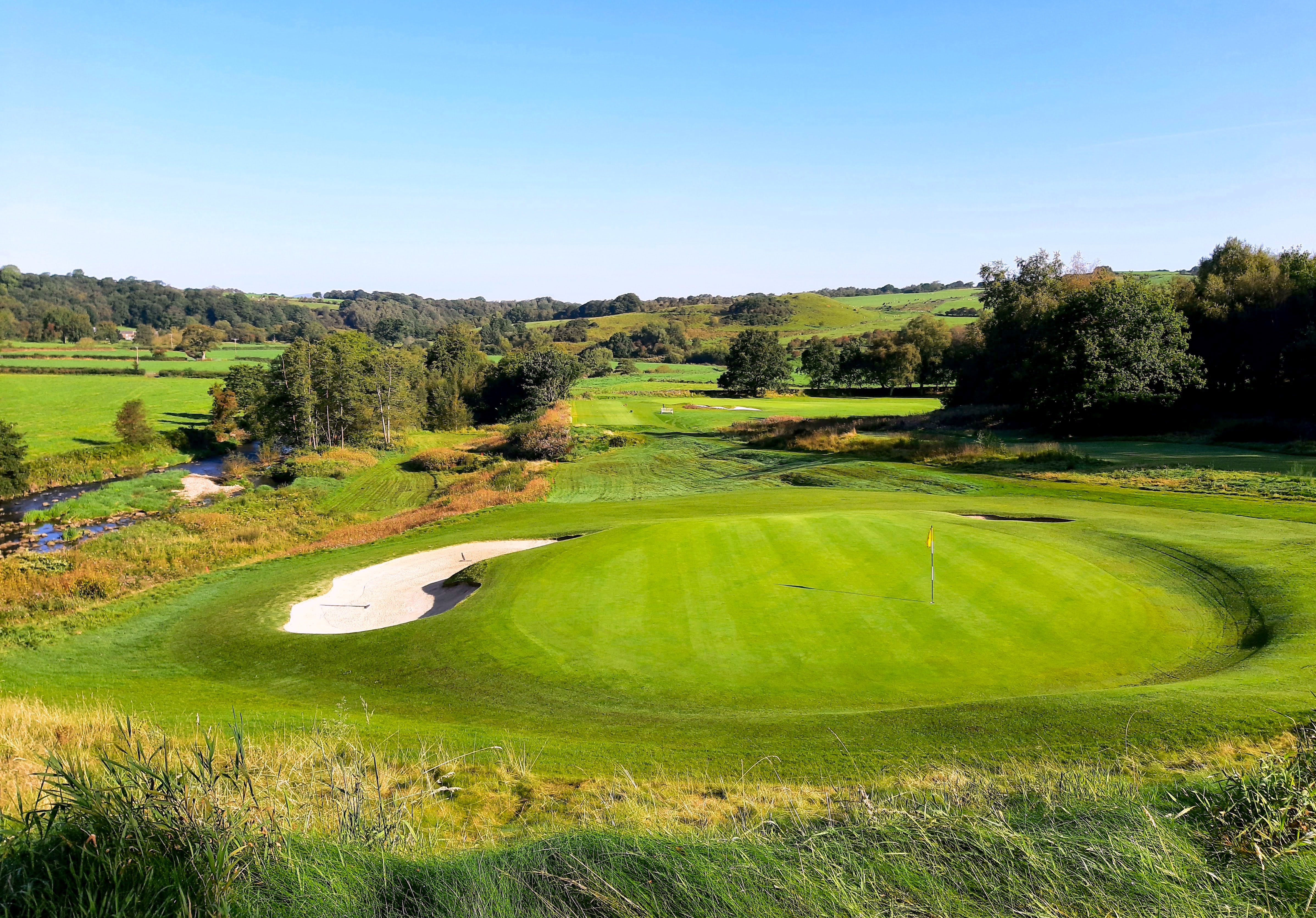 The par-3 8th at Pleasington Golf Club