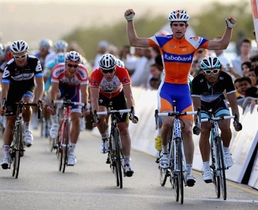Theo Bos (Rabobank) outsprinted Daniele Bennati (Leopard Trek) and Matt Goss (HTC - Highroad) to win stage three.