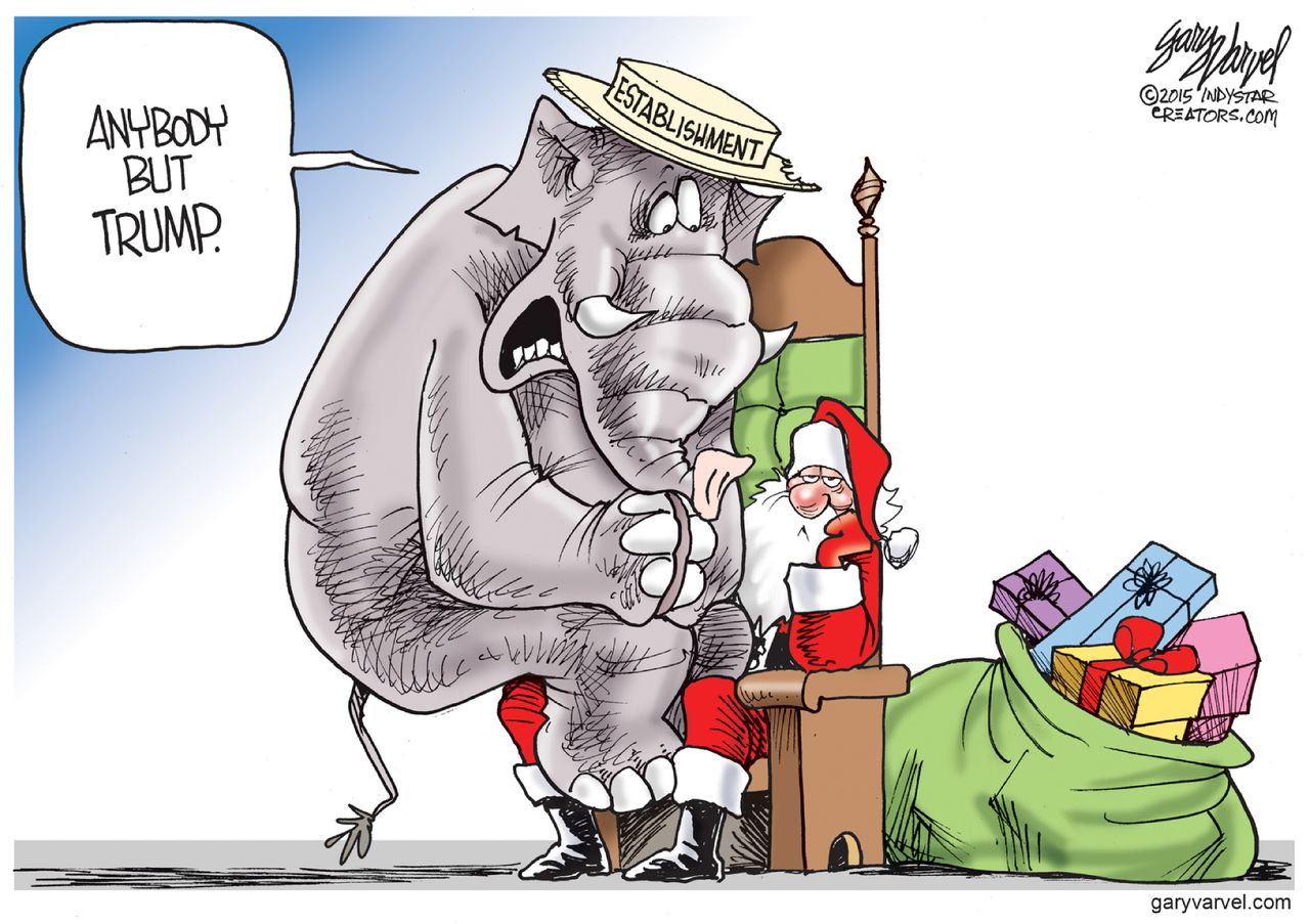 Political cartoon U.S. GOP Trump Christmas