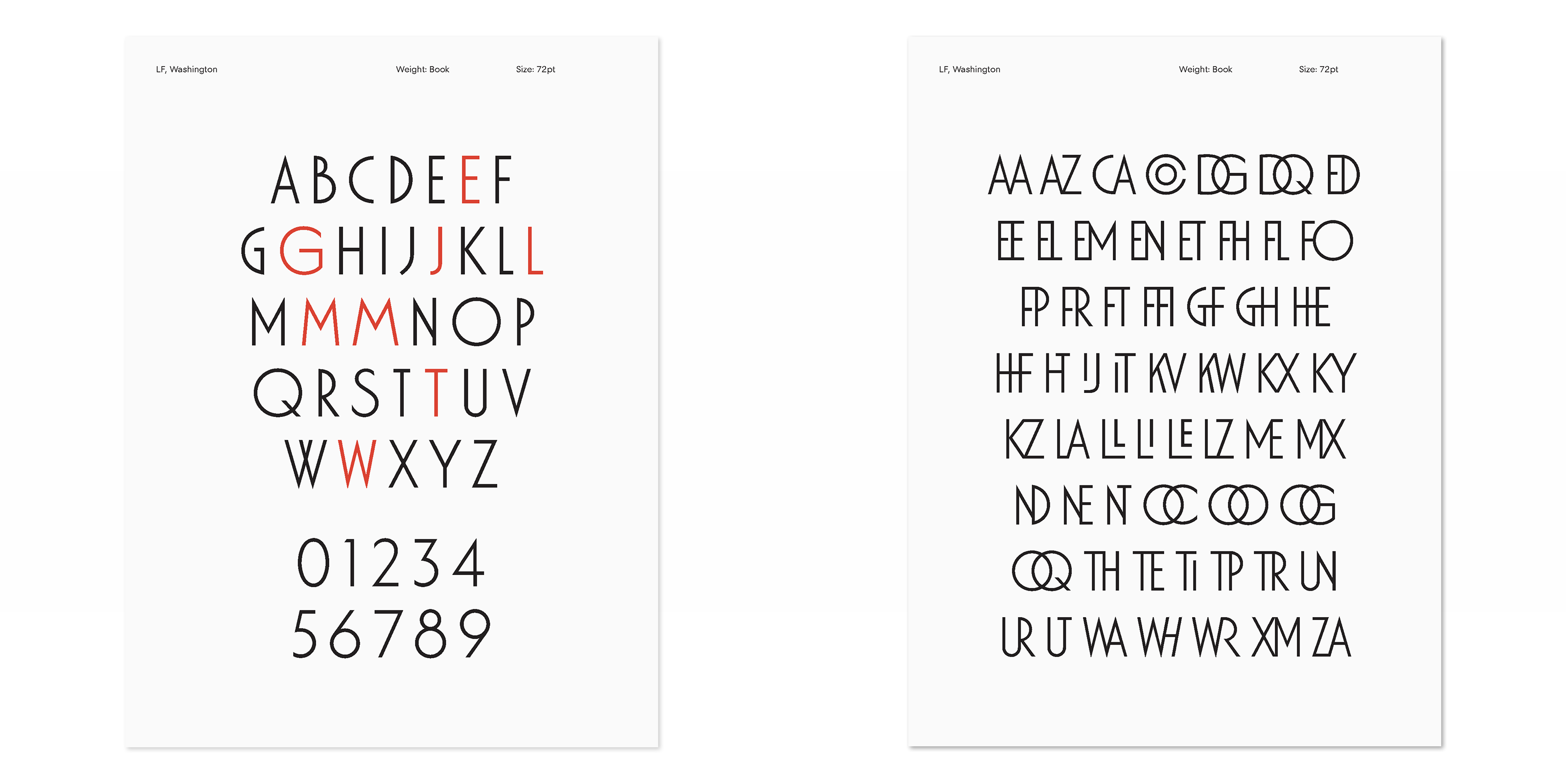 WF Washington, alongside some of the font's custom ligatures