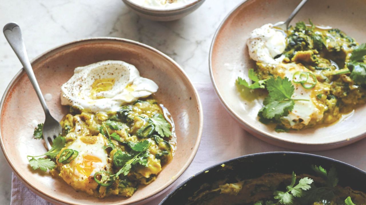 turmeric dhal poached eggs