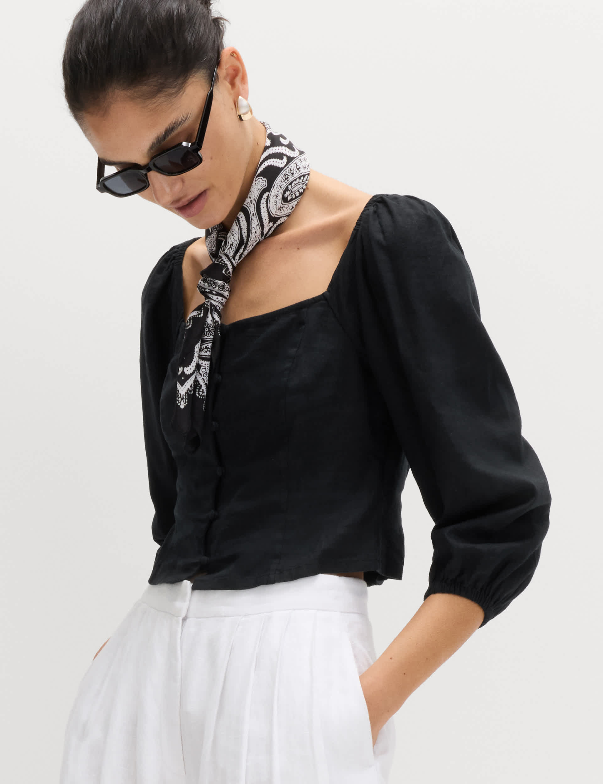 Linen Rich Puff Sleeve Top