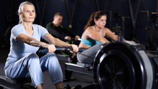 woman on a rowing machine