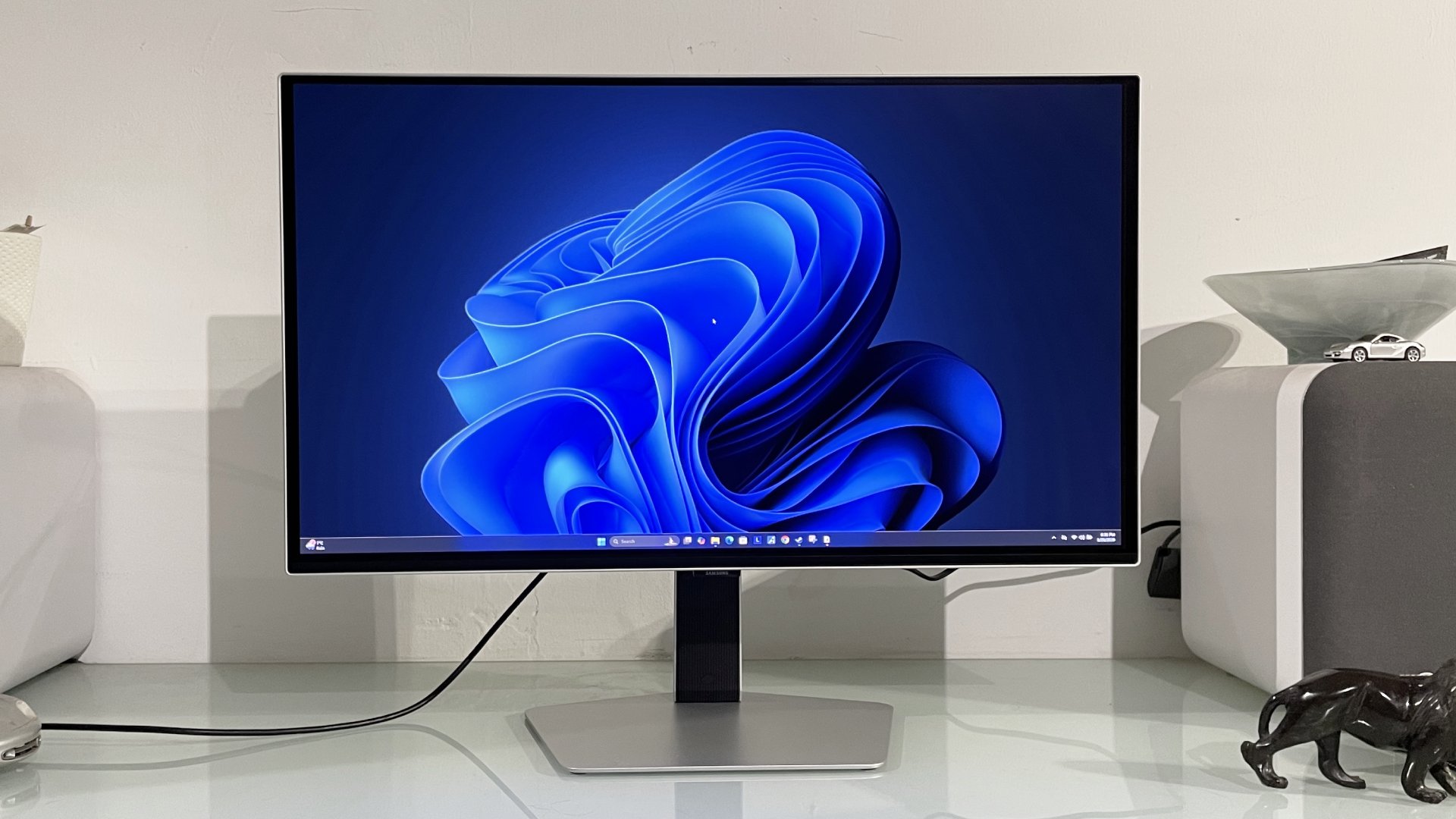 Samsung Odyssey OLED G6 G60SF monitor on a desk in a home office