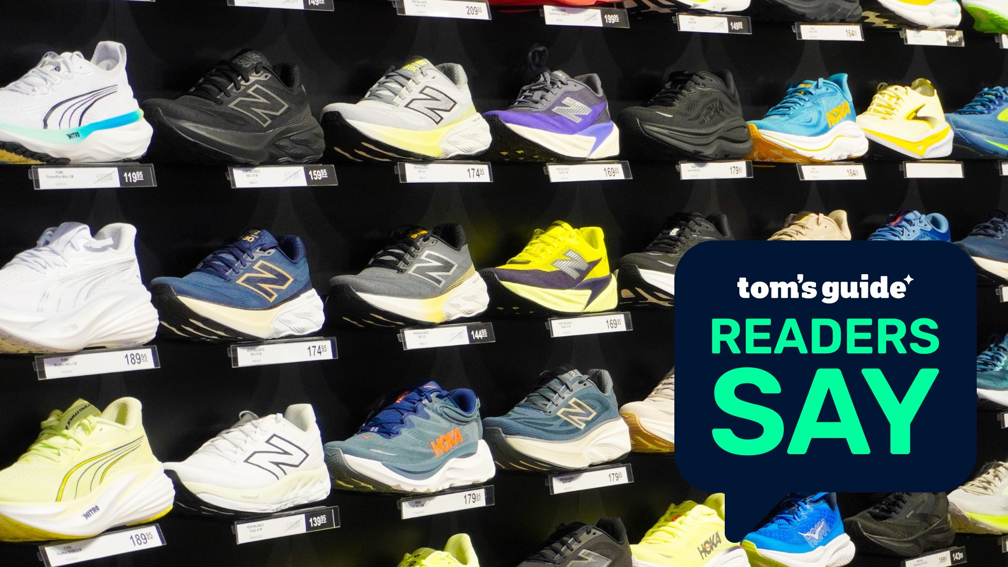 running shoes on shelf with tom's guide readers say image badge
