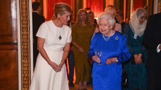 Queen Elizabeth II and Sophie, Countess of Wessex attend a reception to celebrate the work of the Queen Elizabeth Diamond Jubilee Trust