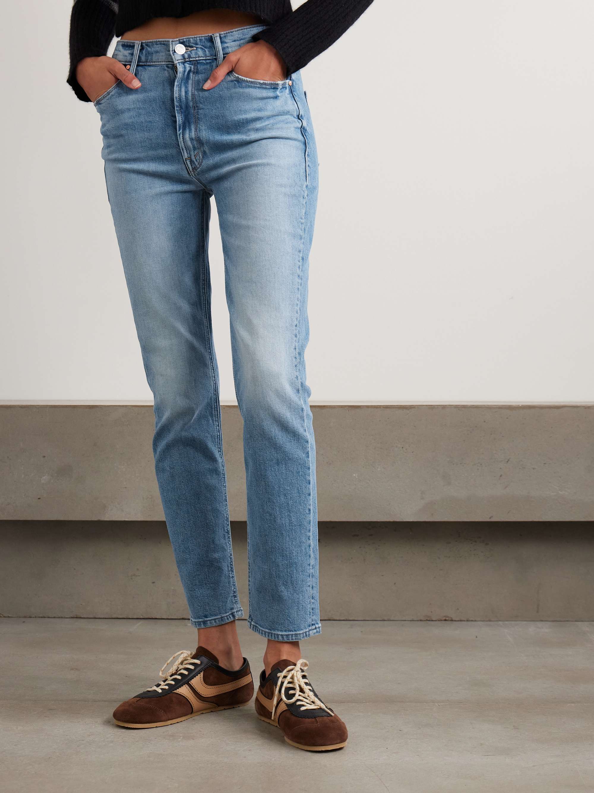 The Dazzler Flood Frayed High-Rise Slim-Leg Jeans