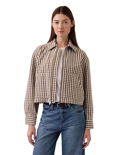 Gap Womens Cropped Barn Jacket Gingham962 M