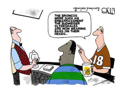 Editorial cartoon Super Bowl Broncos