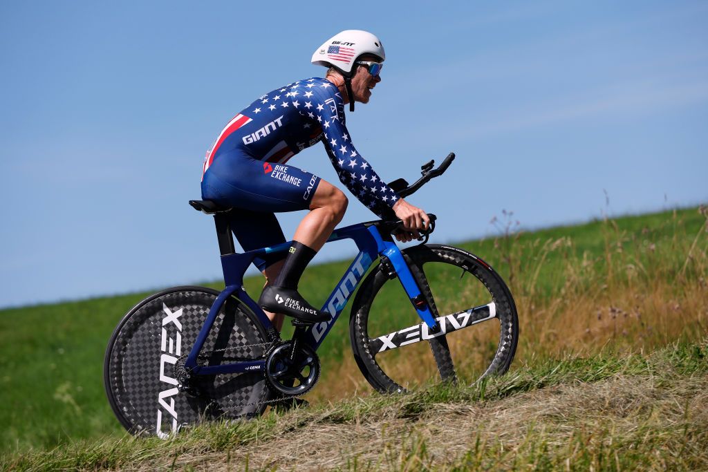 WIERCH RUSINSKI POLAND AUGUST 04 Lawson Craddock of United States and Team BikeExchange Jayco sprints during the 79th Tour de Pologne 2022 Stage 6 a 118km individual time trial Szaflary to Wierch Rusinski ITT TdP22 WorldTour on August 04 2022 in Wierch Rusinski Poland Photo by Bas CzerwinskiGetty Images