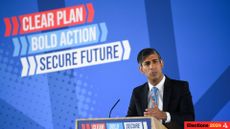 Conservative leader Rishi Sunak launches the Tory manifesto ahead of the 2024 general election (Photographer: Chris J. Ratcliffe/Bloomberg via Getty Images)