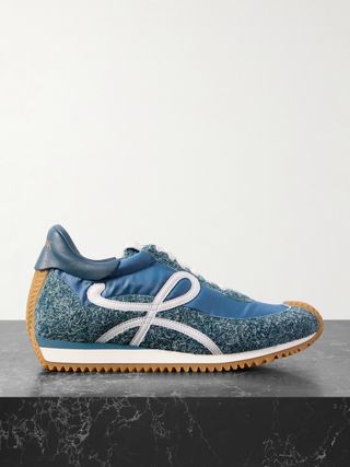 Flow Runner Leather-Trimmed Shell and Brushed Suede Sneakers