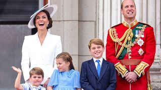 Prince William, Kate Middleton, Prince George, Princess Charlotte and Prince Louis at Trooping the Colour 2022