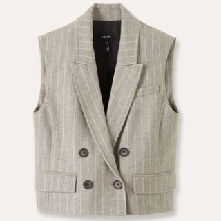 striped cropped wool tailored waistcoat
