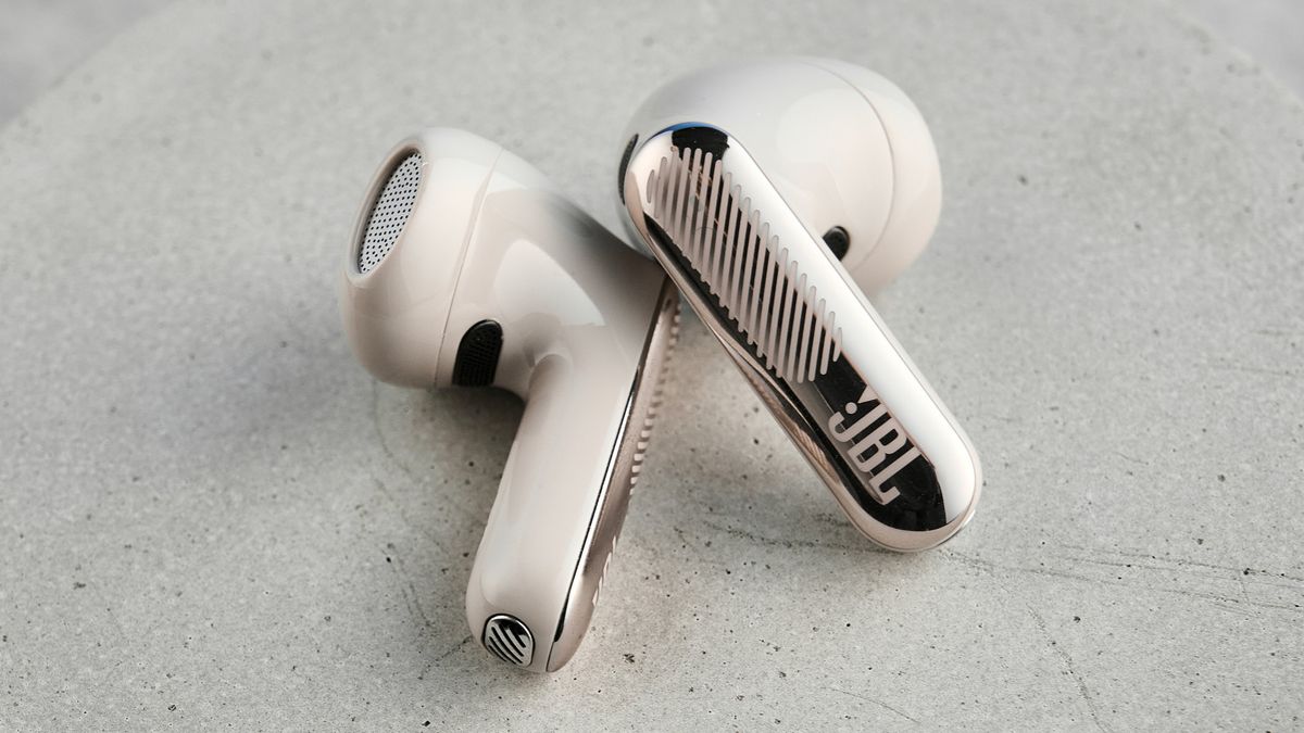 JBL Live Flex 4 earbuds in sand