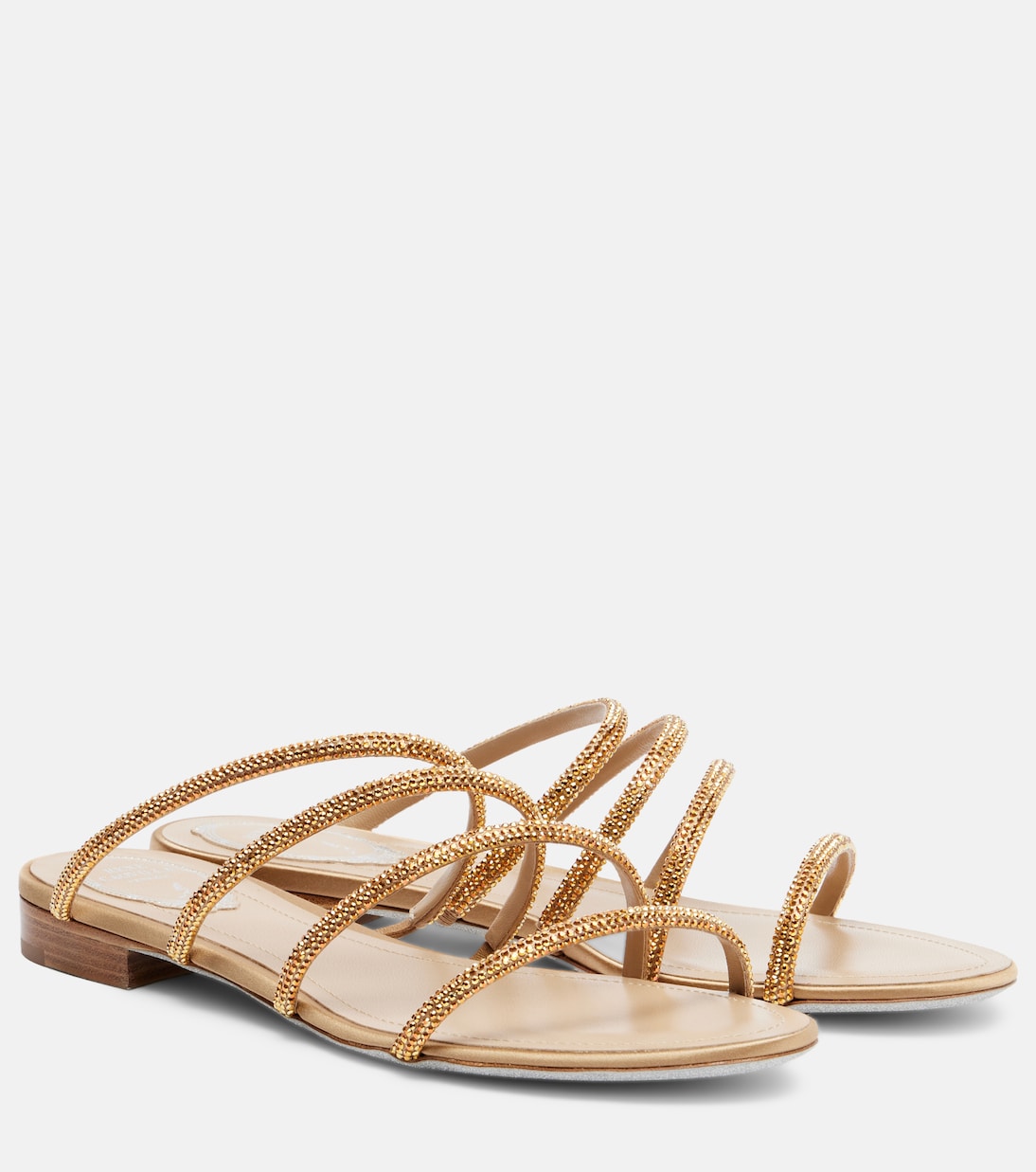 Erin Crystal-Embellished Sandals in Gold - Rene Caovilla