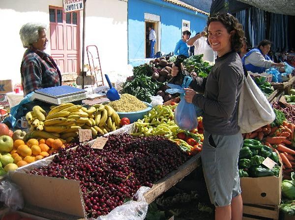 Mary checks out the local farmer's market.
