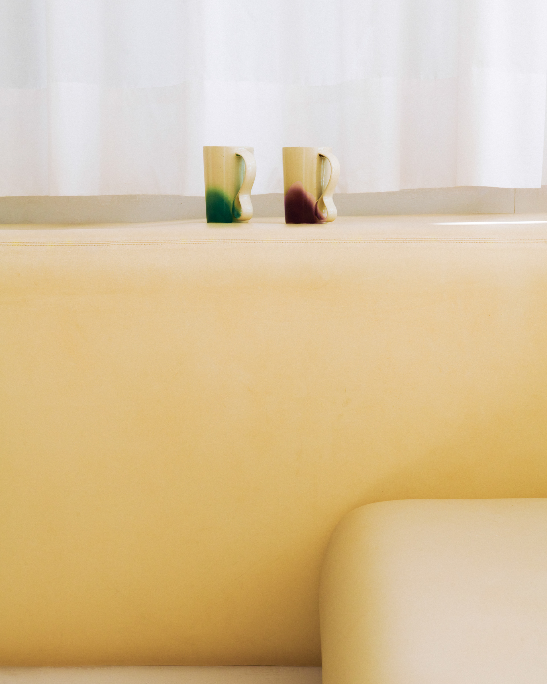 ceramic mugs in neutral interior