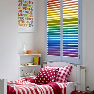 children room with a to z alphabet chart and white wall